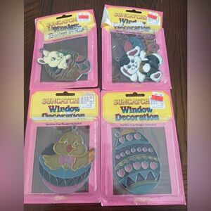 Vintage New Design Easter Sun Catcher lot of 4 Bunny Basket Egg Chick